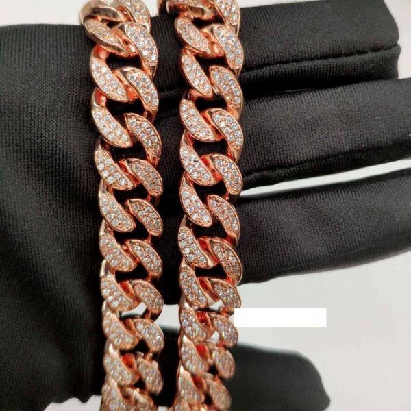 

men women hip hop rose miami cuban link coolest chain necklace copper casting micro cubic zirconia clasp iced out bling jewelry, Silver