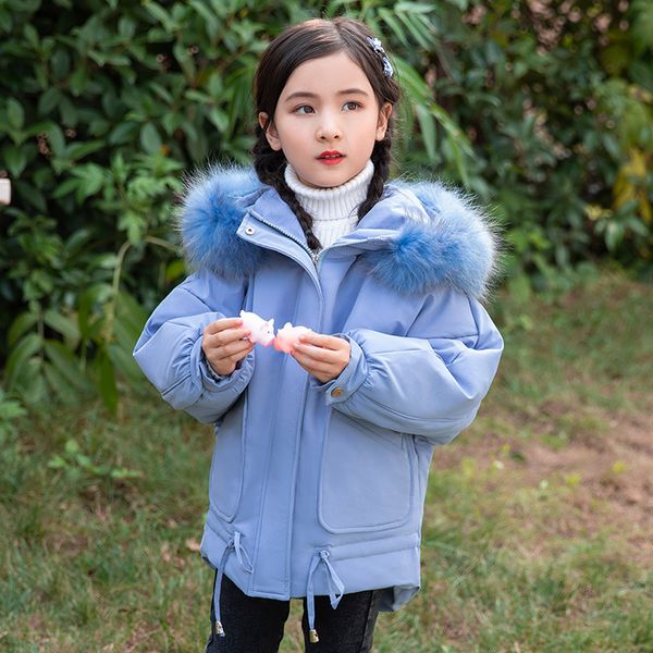 

toddler kids girls winter duck down coat snowsuit hooded jacket parka, Blue;gray