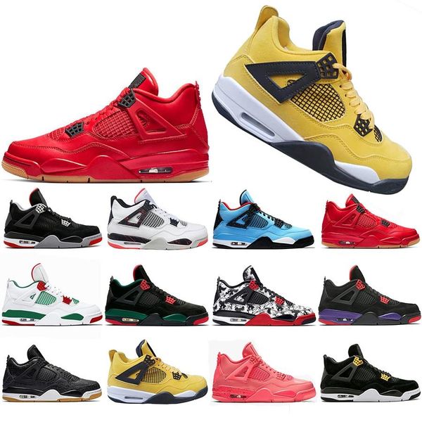 

new 4 4s pure money royalty white cement bred military blue men women basketball shoes singles day s tattoo travis cavs j4 sneakers