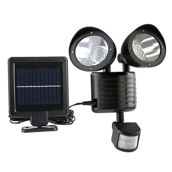 Nuova lampada solare a 22 LED a luce solare Sensore di movimento PIR ad alta potenza Lampione stradale impermeabile per esterni Illuminazione di sicurezza Lampada da parete solare