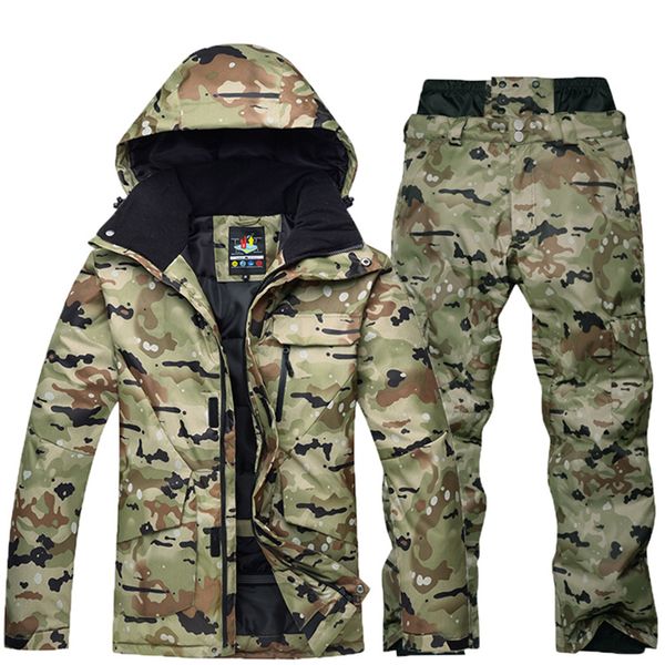 

ski suit men outdoor windproof waterproof sportswear warm ski jacket+pants wear -30 degrees cold resistant snowboard skiing set