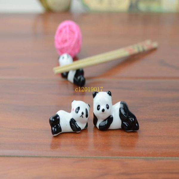 200 Peças Pauzinhos De Cerâmica Panda Suporte Titular Porcelana Colher Garfo Faca Resto do Rack Restaurante Mesa Mesa Decoração