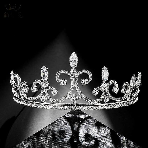 

simple fashion cubic zircon rhinestone noiva diadem princess tiara and crown engagement wedding bride hair ornaments jewelry bh, Golden;white