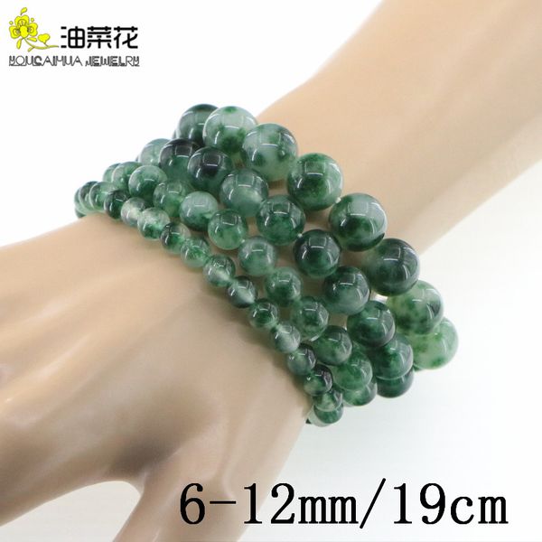 

charm natural stone 6-12mm round loose bead bracelet green jades gems woman man yoga accessories christmas wedding gift wholesale 19cm, Black