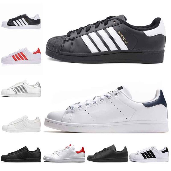 

fashion designer mens stan smith sport shoes for women black silver navy blue laser pink men running shoes casual trainer size36-45, White;red