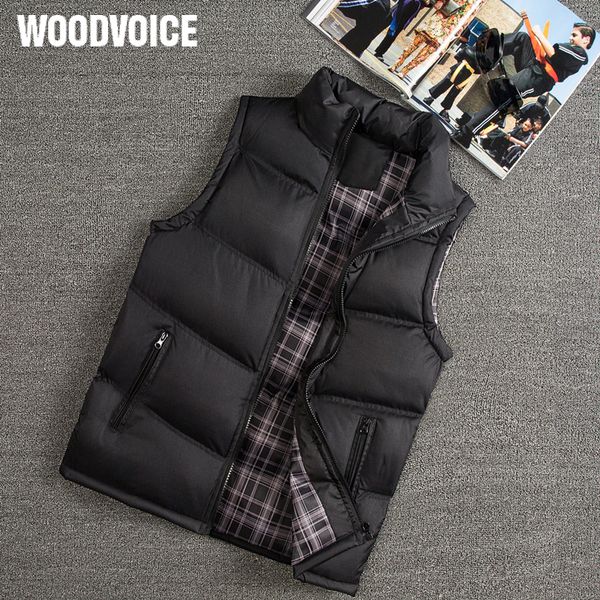 

fashion vest jacket men sleeveless new brand casual coats male cotton-padded men's vest men thicken waistcoat male west mannen 8, Black;white