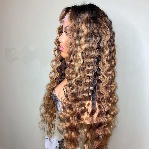 

long deep wave highlight 360 lace frontal human hair wigs with baby hair iindian full lace wig for black women natural hairline