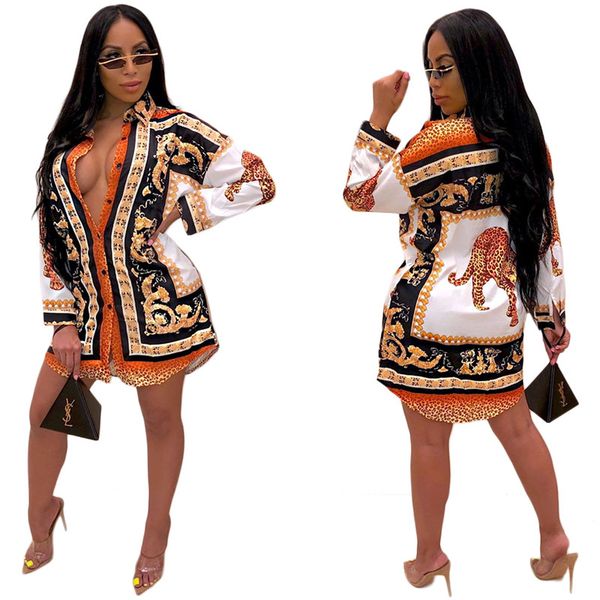 

animal print womens casual dresses fashion single breasted long sleeve womens designer shirt dresses females clothing, Black;gray
