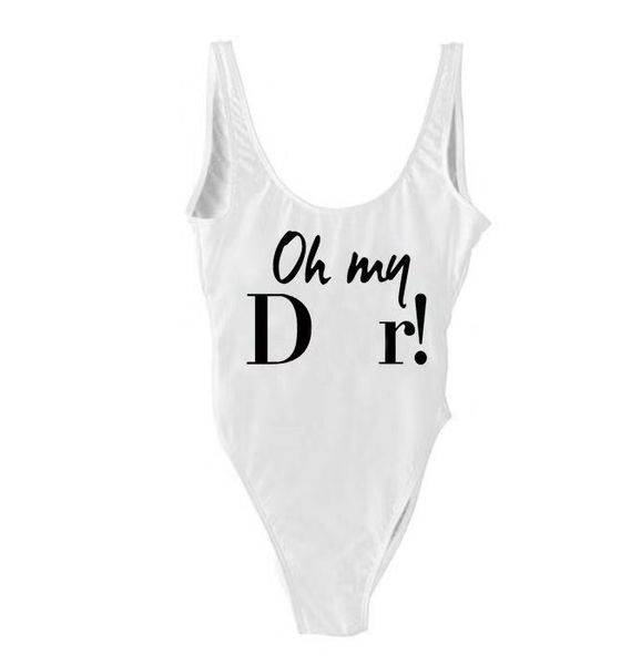 

2020 designer bikinis luxury letter d printed one-piece swimwear beachwear backless vest 2020 new summer bikini 7 colors, White;black