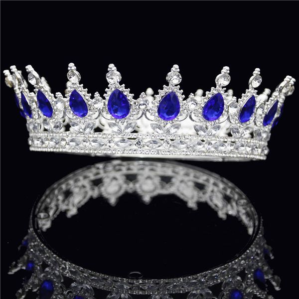 

new vintage silver baroque crystal bride crown round diadem queen king tiaras and crowns headband bridal wedding hair jewelry, Golden;white