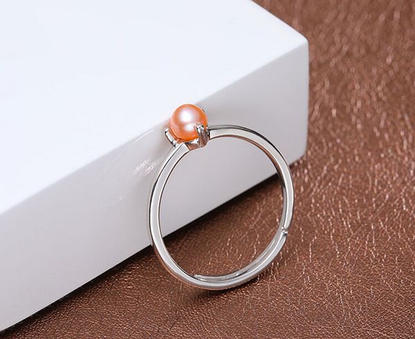 

430 hee 4-5mm bright pink freshwater bead ring design, Slivery;golden