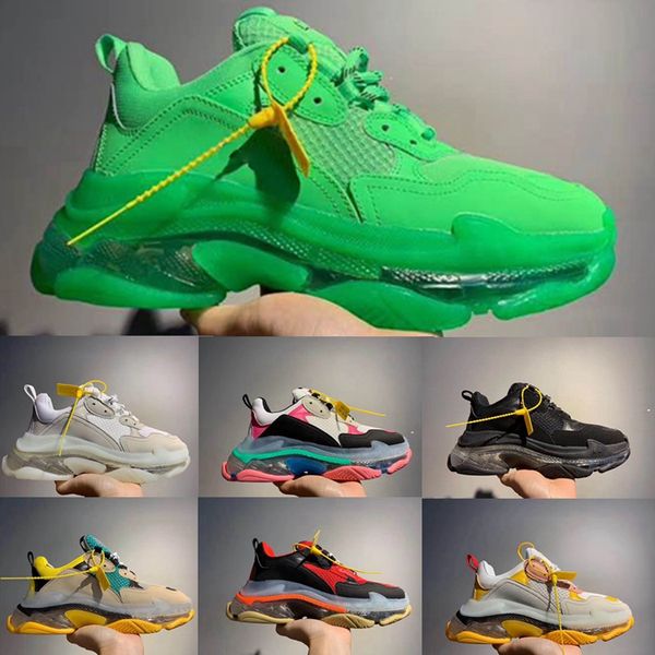 

2019 paris triple-s 17fw crystal bottom green luxury dad shoes platform triple sneakers for mens womens vintage kanye old grasports sneakers
