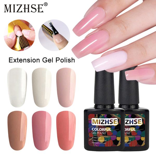 

mizhse 10ml extension gel clear pink nude nail tips set kits uv builder gel nail art poly jelly acrylic finger lacquer