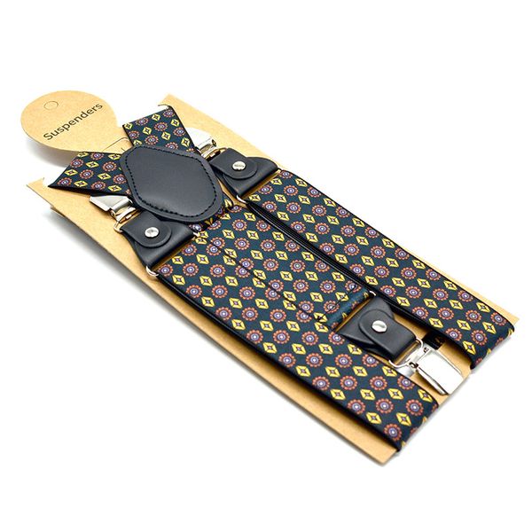 

2019 new 3 clip long hanging pants with men's printed strap clip 3.5cm shoulder strap, Black;white