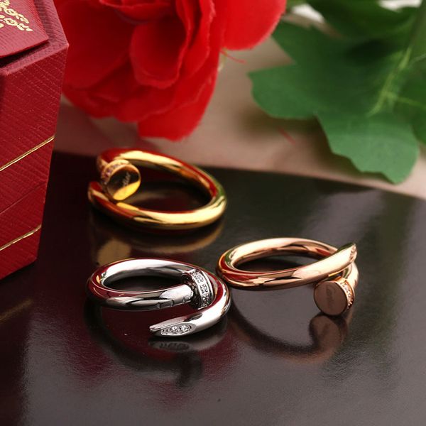 

wedding brand rings stainless steel designer 18k gold plated lovers rings men women ring rose gold plated jewelry new hot, Silver