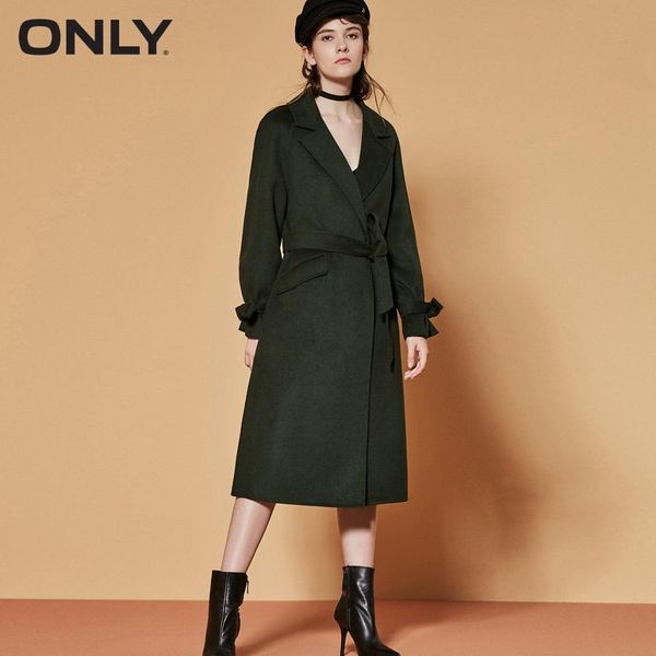 

only womens' winter new woolen woolen coat side slit design cuff tie-up design|11836u507, Black