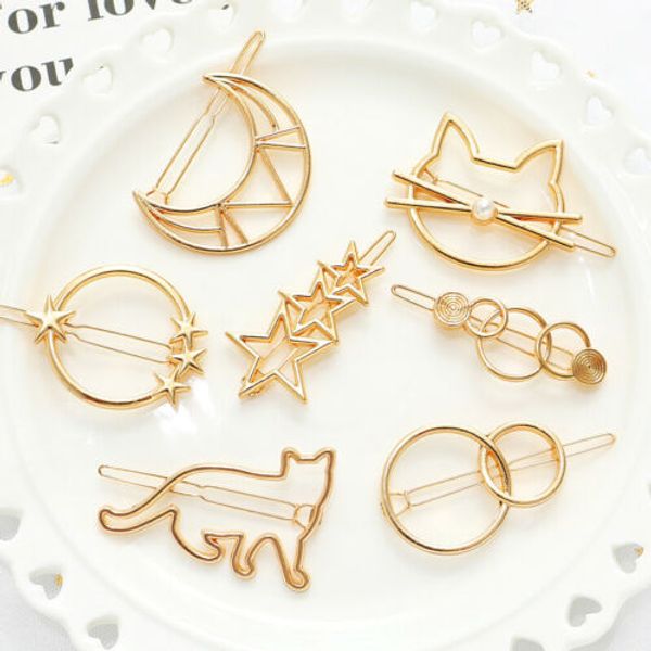 

2019 new fashion women girls solid cat hair clip hairpin barrette bobby pin hair accessories, Slivery;white