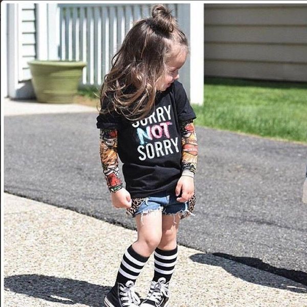 

ins горячий продавать kid's футболка с длинным рукавом joint hiphop tatoo вэнь шэнь сю футболка к сожалению не извините printed, White