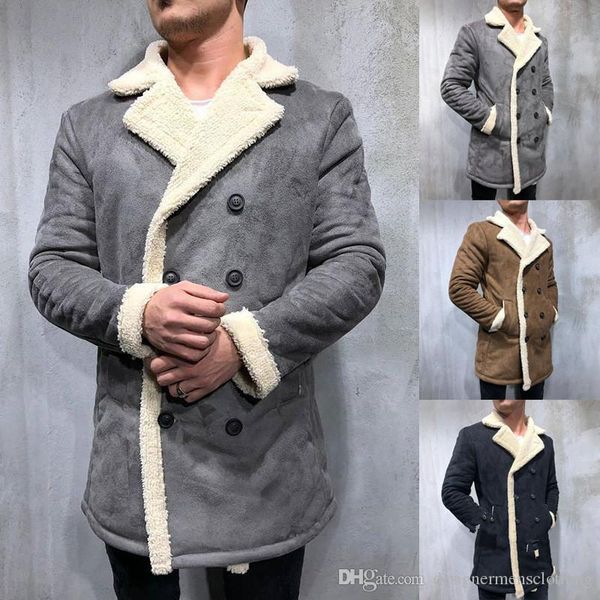 

winter men coats patchwork color thick lapel neck men jackets casual solid color long men outerwear, Black;brown