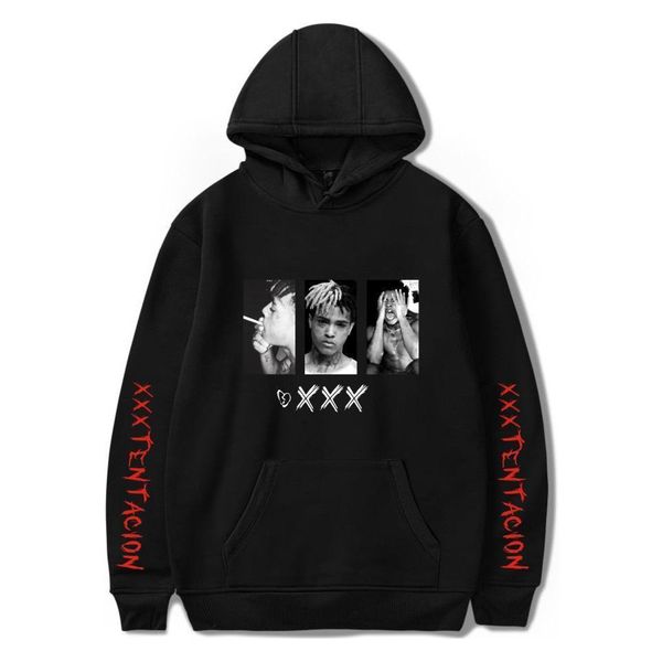 

привести wbddt xxxtentacion толстовки мужчины пояса пуловер передний карман streetwear хлопок толстовка hip hop верхняя одежда drop доставка, Black