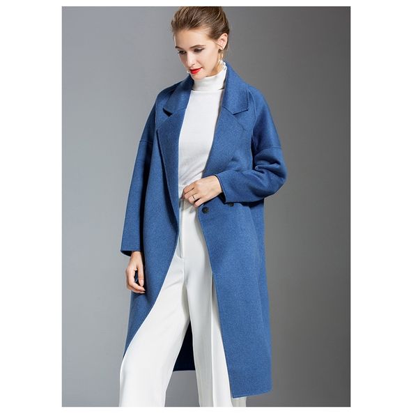 

2019 autumn winter double-faced cashmere coat female woolen coat korean version of the large size high-end women's clothing k087, Black