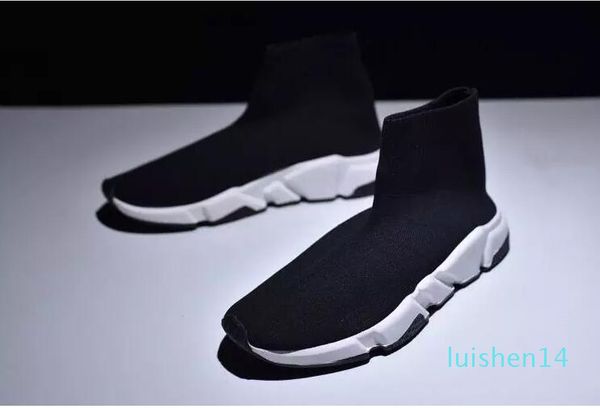 

luxury paris designer sock shoes speed trainer stretch knit mid black white brand fashion breathable casual shoes for men women l14