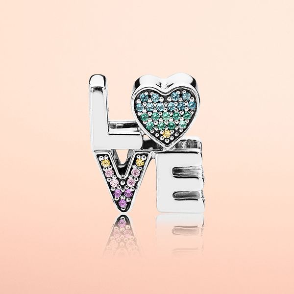 

authentic 925 sterling silver color crystal love letters charms original box for pandora beads charms bracelet jewelry making, Bronze;silver