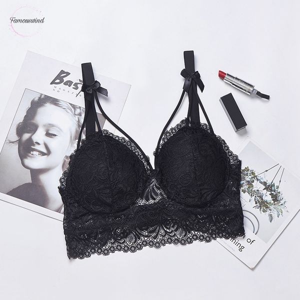 

padded womens bras sweet bow push up hook and eye four lingerie female underwear flower bra bustier seamless bralette bra, Red;black