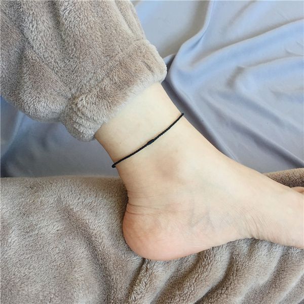 

body mahayana diamond knot four unit safe knot red jiao sheng colorful rope a long thread anklet mens and womens black hand-made, Red;blue