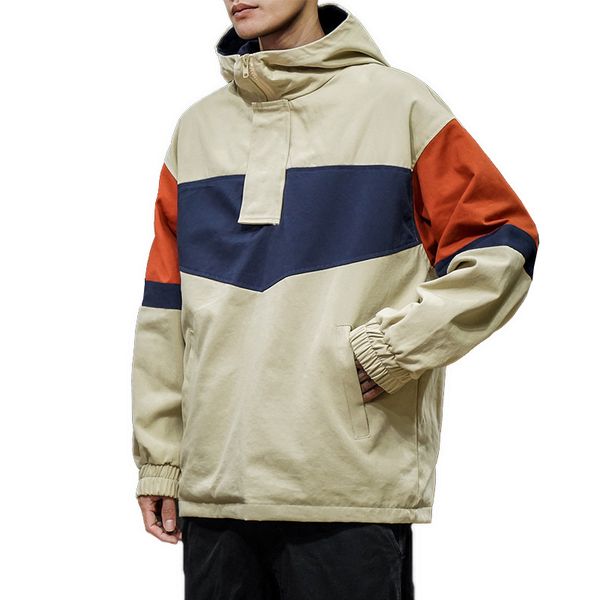 

2020 spring hooded patchwork mens hip hop jacket coat male hoodies coats men black couple streetwear hoody bomber jacket 5xl, Black;brown