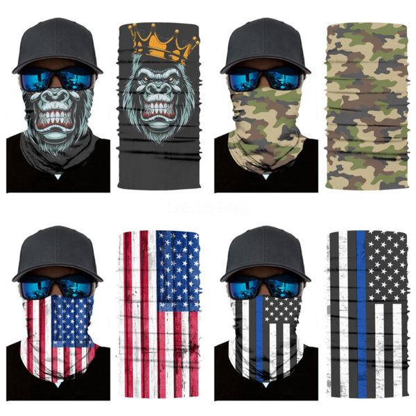 

leopard hanging ear triangle skull scarf cheetah digital print face outdoor mountaineering anti dust breathable magic turban #671#498, Blue;black