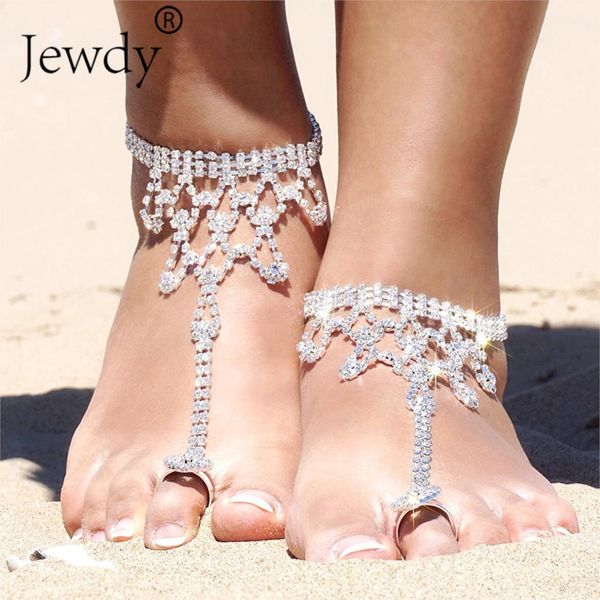 

bride new rhinestone flower anklet foot anklet summer charm toe tassel sandals beach foot jewelry gift, Red;blue