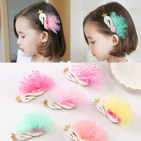 

dhl 1000pcs fashion princess tiaras swan headdress children yarn with sequin cygnus girls flamingo hairpins, Slivery;white