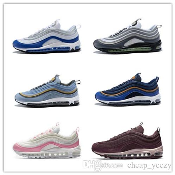 

мода высокого качества 2019 года новые 97s мужчины женщины кроссовки классический розовый синий красный черный спортивные кроссовки спортивн