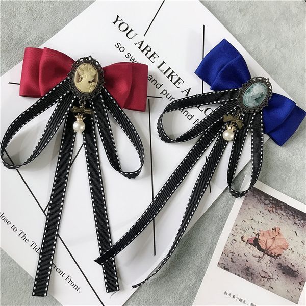 

men women office work club party wedding neck collar pin clips bow tie alloy pearl bead rhinestone crystal uniform ribbon bowtie, Black;gray