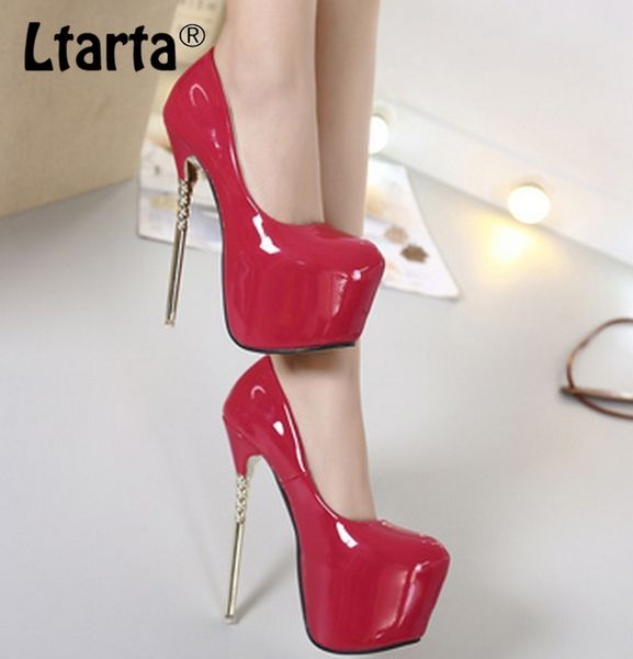 

ltarta super high-heeled round head waterproof platform patent leather shallow mouth single classic women's shoes mya30-2-cwf, Black