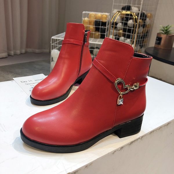 

boots women new 2019 low heels booties shoes luxury designer winter footwear zipper crystal booties ladies round toe fashion, Black