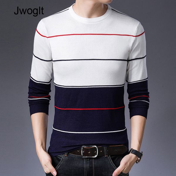 

autumn sweaters men o-neck simple design pullover all-match soft daily casual korean style knitting striped sweater, White;black