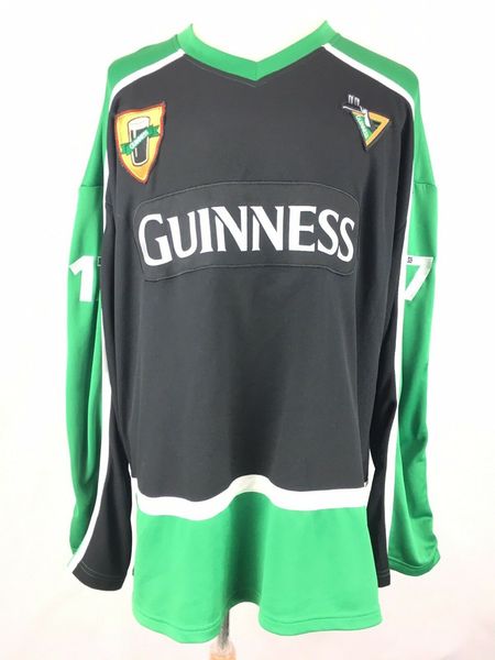 

1759 irish dublin st patricks day guiness beer hockey jersey embroidery stitched customize any number and name jerseys, Black;red