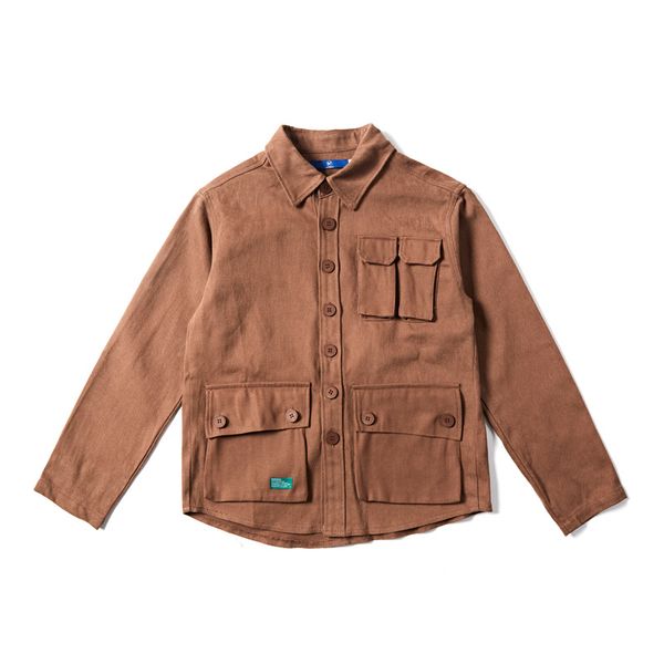 

верхняя одежда 1990s винтажная мужская рубашка с капюшоном с карманами для грузов черный белый хаки рубашки с длинным рукавом с короткими ру, Black;brown