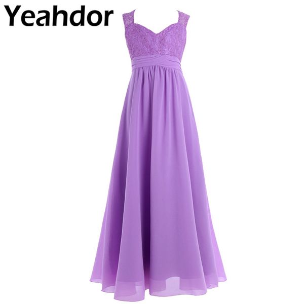 

flower girls dress chiffon floral lace shoulder straps dress vestidos formal maxi princess for wedding pageant prom, Red;yellow