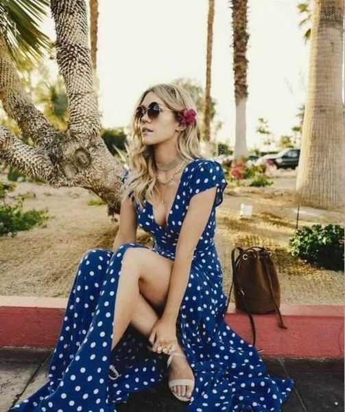 

women dress summer fashion female ties split up beach casual dresses deep v dots, Black;gray