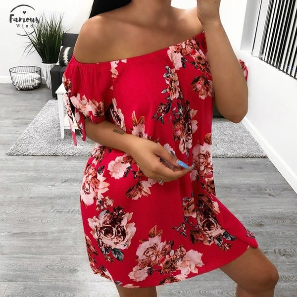 

off shoulder dress women summer nature summer dress casual lady bohemia floral printed dress summer 2020 beach sukienka 45 g7, Black;gray