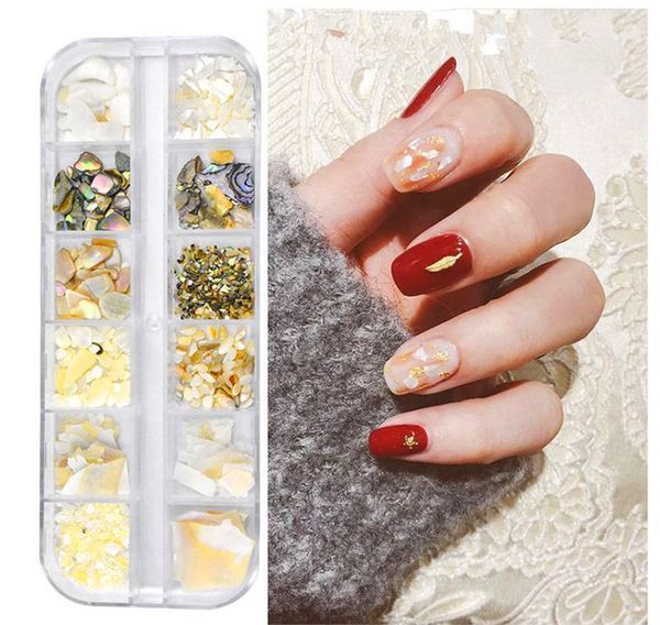 

japanese style red fake nails posted sequins diy nail stickers explosions nail jewelry shell glitter powder, Silver;gold