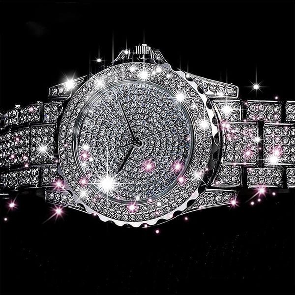 

новые женщины кварцевые часы моды bling вскользь женские часы женские кварцевые золотые часы кристалл алмаза для женщин часы, Slivery;brown