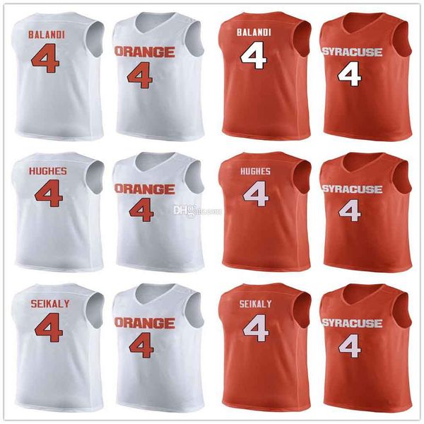 

syracuse orange college antonio balandi #4 basketball jerseys elijah hughes rony seikaly mens stitched custom any number name, Black;red