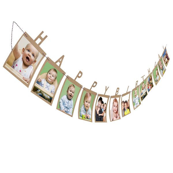 

13pcs creative happy birthday paper p frame wall hanging picture gome warm hang hold holder drop shipping