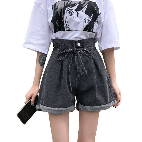 

2020woman jeans shorts clothes high waisted 2020 summer streetwear baggy wide leg vintage fashion the new blue harajuku pants