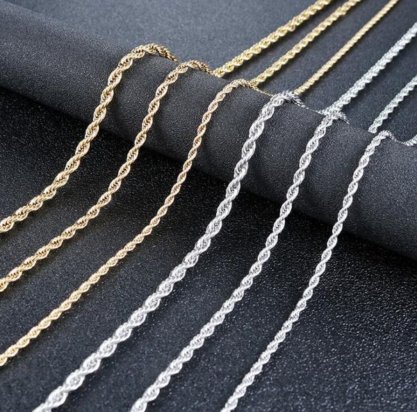 

fashion 316l stainless steel necklace chain of twisted texture for pendants women sweater chain necklace, Silver
