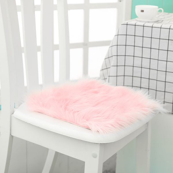 

faux sheepskin chair cover 3 colors warm hairy wool carpet seat pad long skin fur plain fluffy area rugs washable